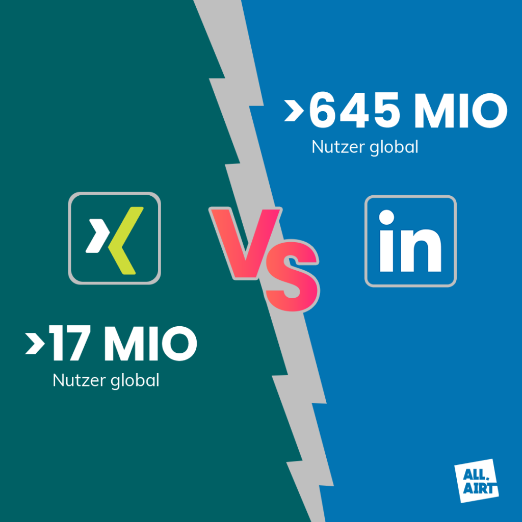 Anzahl Nutzer global LinkedIn vs. Xing
